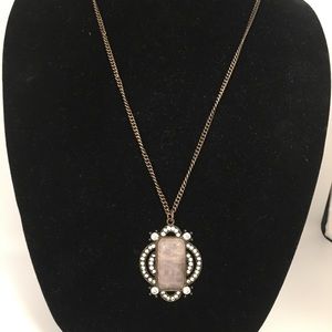 Vintage Necklace with Blush Pink and Grey Quartz